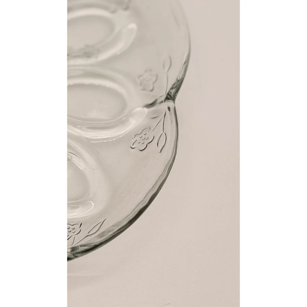 Anchor Hocking Savannah Clear Glass Deviled Egg Plate 12 Inch Platter 15824 USA